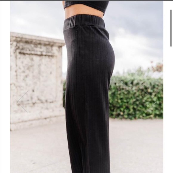 NWOT Saving Grace Ribbed Flare Black Pants - Picture 4 of 7